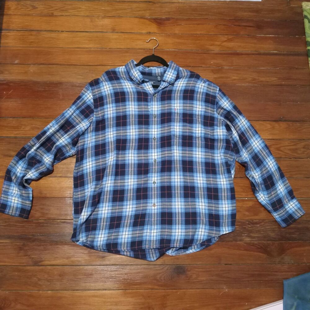 IZOD XXL Men Blue button up Flannel